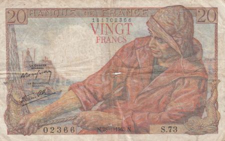 France 20 Francs Pêcheur 28-01-1943 - Série S.73