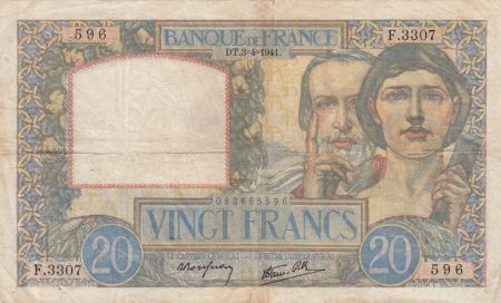 France 20 Francs Science et Travail - 03-04-1941 Série F.3307 - TTB