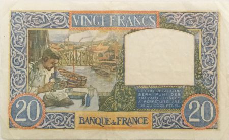 France 20 Francs Science et Travail - 03-04-1941 Série O.3307 - TTB