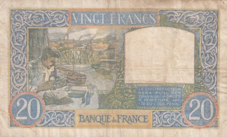 France 20 Francs Science et Travail - 03-04-1941 Série Z.3637- TTB