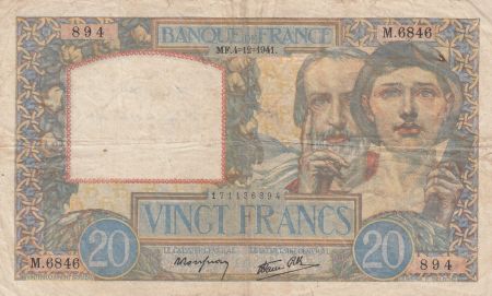 France 20 Francs Science et Travail - 04-12-1941 Série M.6846- TTB