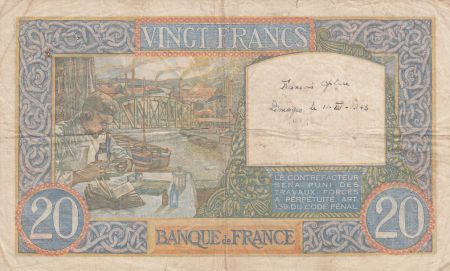 France 20 Francs Science et Travail - 04-12-1941 Série M.6846- TTB