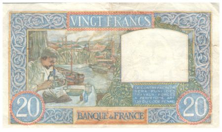 France 20 Francs Science et Travail - 04-12-1941 Série Y.6960 - TTB+