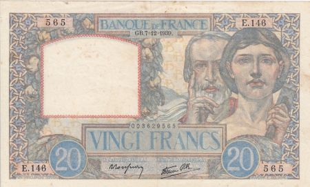 France 20 Francs Science et Travail - 07-12-1939 Série E.146