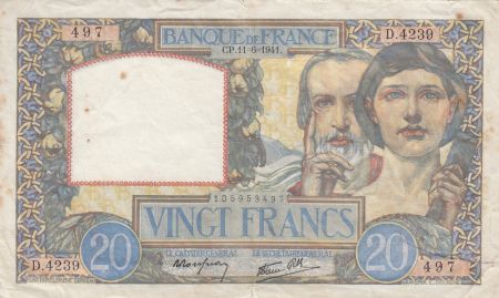 France 20 Francs Science et Travail - 11-06-1941 Série D.4239