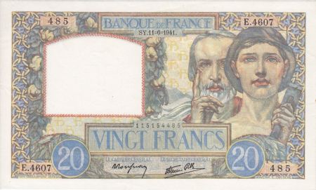 France 20 Francs Science et Travail - 11-06-1941 Série E.4607