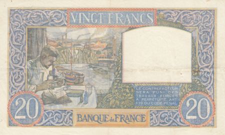 France 20 Francs Science et Travail - 11-07-1940 Série X.637 - TTB+