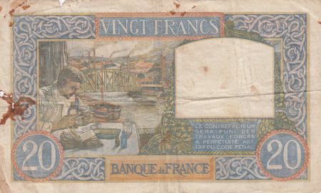 France 20 Francs Science et Travail - 17-07-1941 Série D.4710 - TB