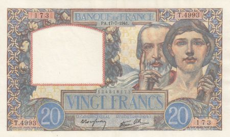 France 20 Francs Science et Travail - 17-07-1941 Série T.4993 - TTB+