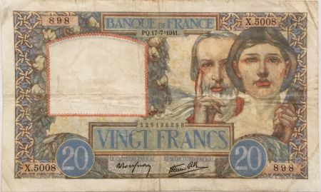 France 20 Francs Science et Travail - 17-07-1941 Série X.5008 - TTB