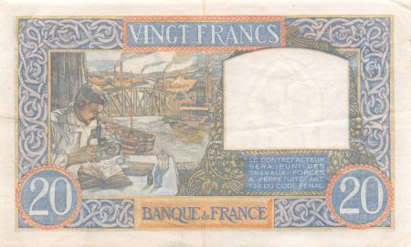 France 20 Francs Science et Travail - 17-10-1940 Série O.1575 - TTB