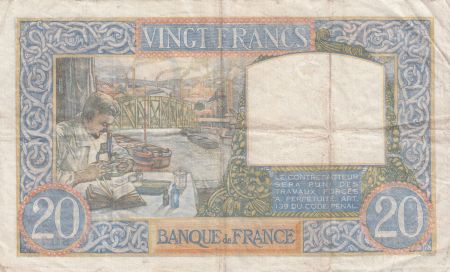 France 20 Francs Science et Travail - 18-09-1941 Série Z.5731 - TTB