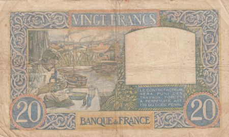 France 20 Francs Science et Travail - 19-12-1940 Série D.2395 - TB +