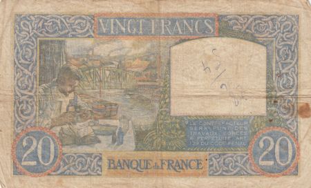 France 20 Francs Science et Travail - 19-12-1940 Série D.2502 - TB