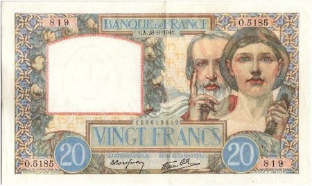 France 20 Francs Science et Travail - 28-08-1941 Série O.5185
