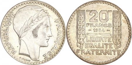 France 20 Francs Turin - 1934 Argent