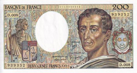 France 200 Francs - Montesquieu - 1981 - Série D.008 - F.70.01