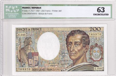 France 200 Francs - Montesquieu - 1987 - Série E.046 - ICG 63UNC