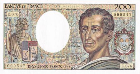 France 200 Francs - Montesquieu - 1989 - Série E.076 - F.70.09
