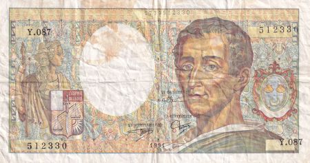 France 200 Francs - Montesquieu - Fauté - 1991 - Série Y.087 - F.70.11