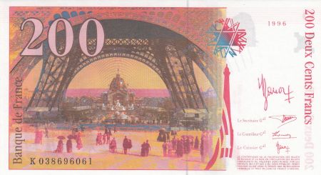 France 200 Francs Gustave Eiffel - Tour Eiffel - 1996 - Signé par Y. Barroux (Caissier Général)