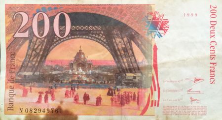 France 200 Francs Gustave Eiffel 1999 - Tour Eiffel - Série N.082 - TB