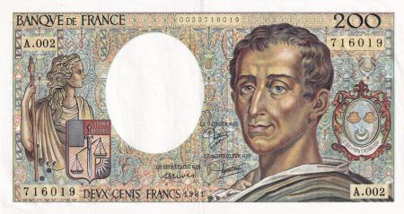 France 200 Francs Montesquieu - 1981 - A.002 - SUP