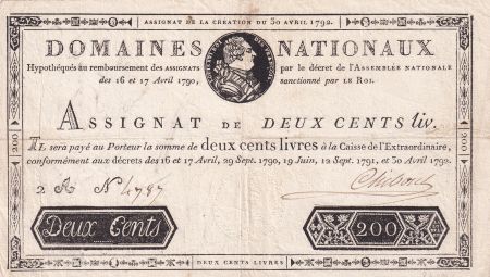 France 200 Livres Louis XVI - 30-04-1792- Siérie 2 A