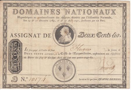 France 200 Livres Louis XVI - Décembre 1789 et Avril 1790 - Série D.10174