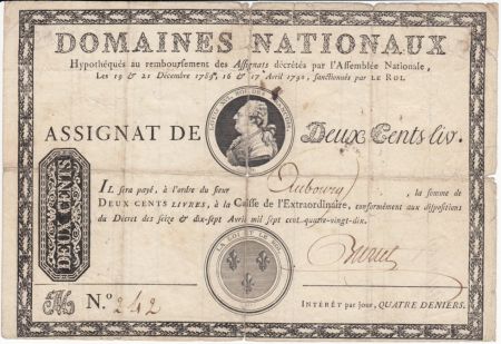 France 200 Livres Louis XVI - Décembre 1789 et Avril 1790 - Série M.242