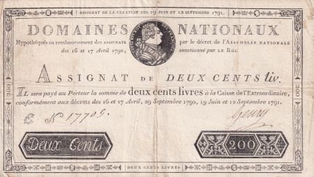 France 200 Livres Louis XVI -1 2-09-1791 - Siérie E