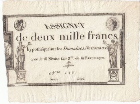 France 2000 Francs 18 Nivose An III - 7.1.1795 - Sign. Aze
