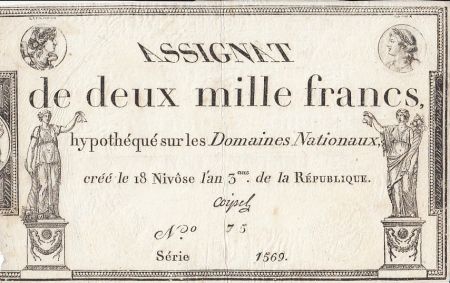 France 2000 Francs 18 Nivose An III - 7.1.1795 - Sign. Coipel