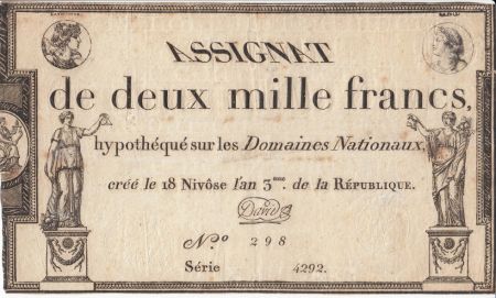 France 2000 Francs 18 Nivose An III - 7.1.1795 - Sign. David
