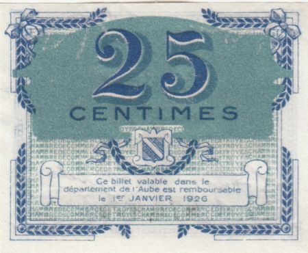France 25 Centimes - Chambre de Commerce de Troyes 1918 -  p.Neuf