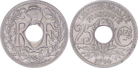 France 25 Centimes,  Lindauer - 1914 Souligné  - SPL