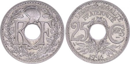 France 25 Centimes,  Lindauer - 1916 Souligné  - SPL