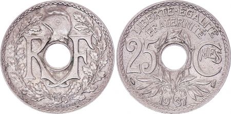 France 25 Centimes - Type Lindauer - France 1937 (SUP)
