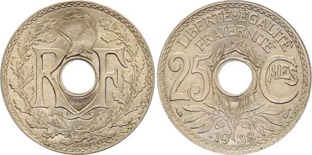 France 25 Centimes - Type Lindauer - France 1938 (SUP)