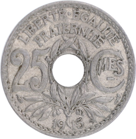 France 25 Centimes, Lindauer - 1915 - Cmes soulignés