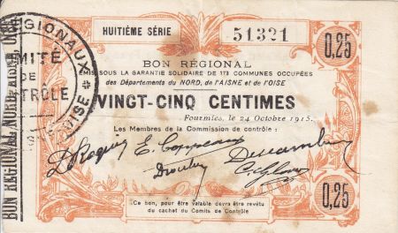 France 25 Centimes Fourmies Ville - 1915