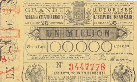 France 25 Centimes Loterie de Chateauroux - 1868 - TTB