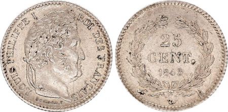 France 25 Centimes Louis Philippe I - 1845 B Rouen - Argent