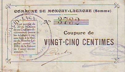 France 25 Centimes Monchy-Lagache