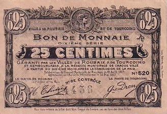 France 25 Centimes Roubaix-Tourcoing