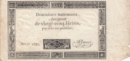 France 25 Livres - 06-06-1793 - Sign. A. Jame Série 4230