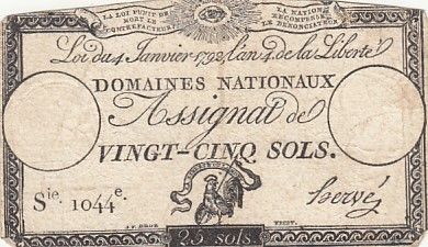 France 25 Sols - Coq - 04-01-1792 - Sign. Hervé - Série 1044