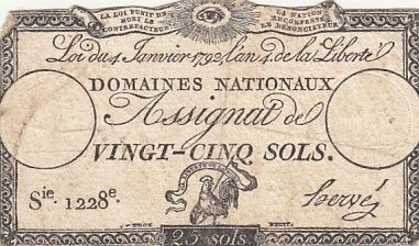 France 25 Sols - Coq - 04-01-1792 - Sign. Hervé - Série 1228