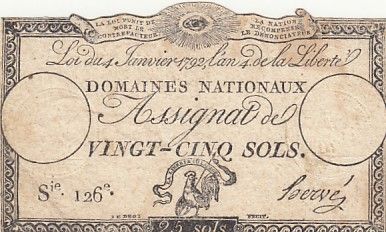 France 25 Sols - Coq - 04-01-1792 - Sign. Hervé - Série 126