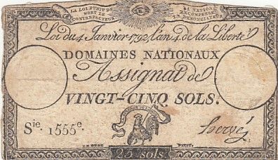 France 25 Sols - Coq - 04-01-1792 - Sign. Hervé - Série 1555